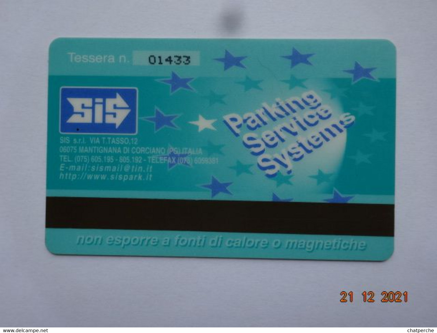 CARTE STATIONNEMENT BANDE MAGNETIQUE PARKING MANTIGNANA DI CORCIANO ITALIE 15 € - Sonderzwecke