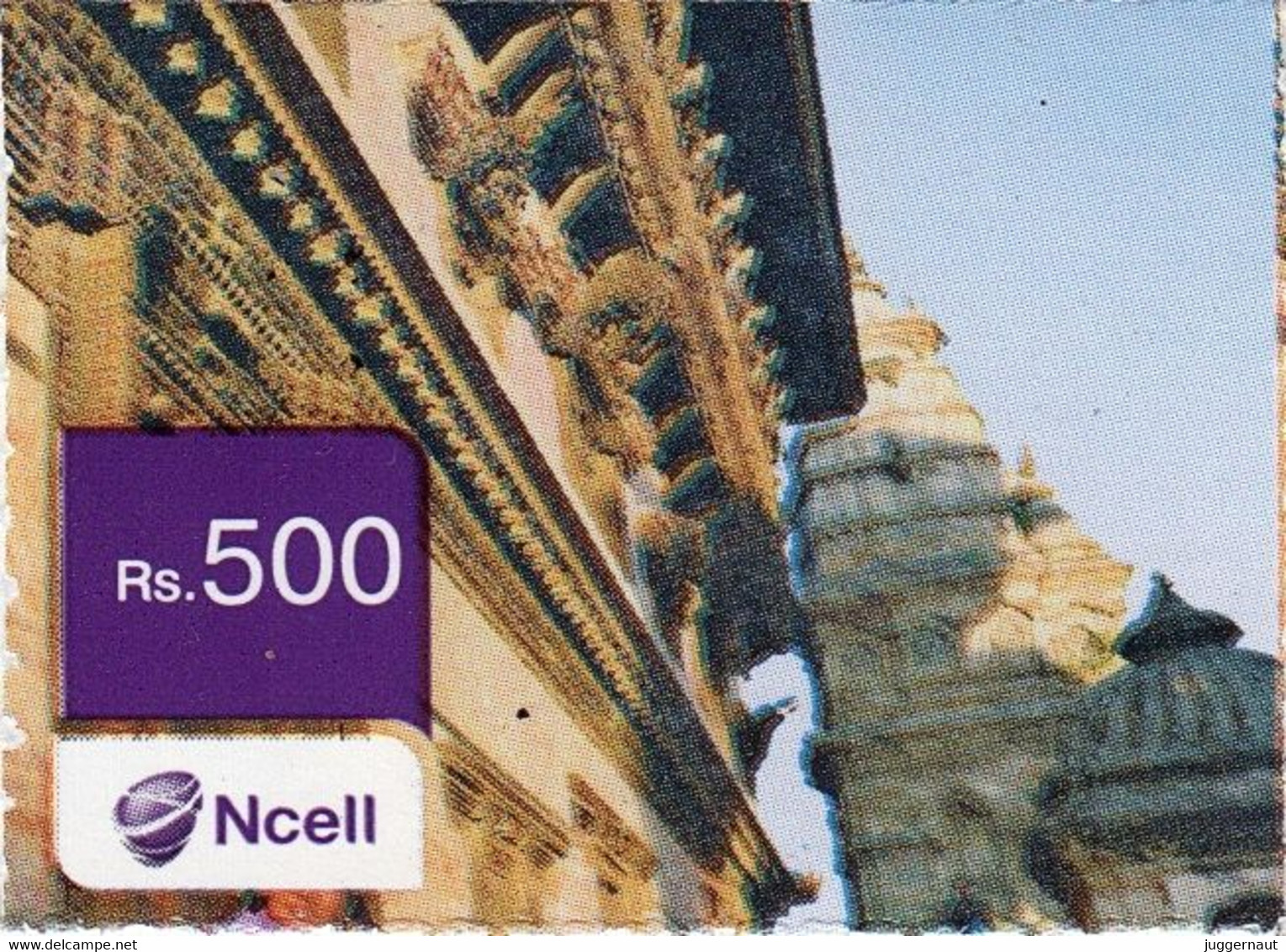 NEPAL Temple MOBILE Rs.500 RECHARGE CARD NCELL Used/Good - Nepal