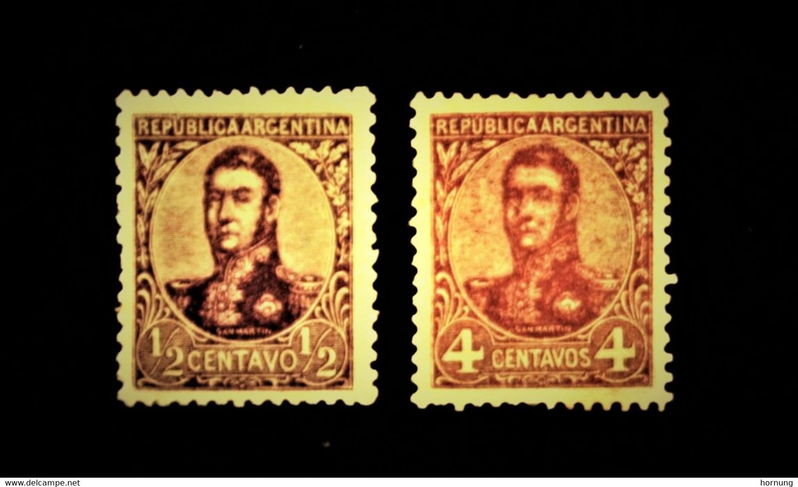 Argentina,1908/09 , General San Martin, ( 1/2 C MNH ; 4 C MH ). Michel # 121,125. - Unused Stamps