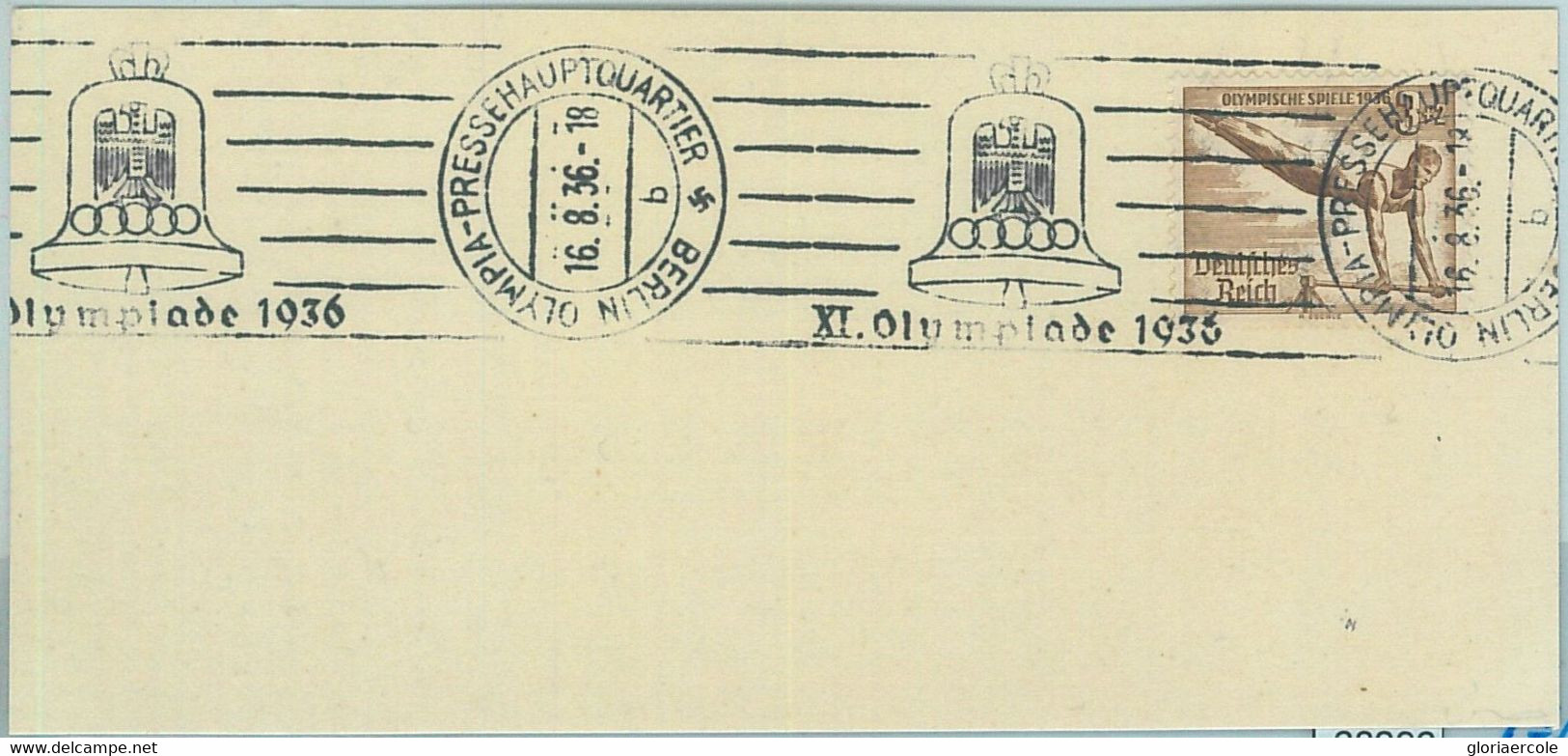 68295 - GERMANY - POSTAL HISTORY - SPECIAL POSTMARK On COVER CUT OUT - 16.8.1936, Olympic Games, Press Headquarter - Hiver 1936: Garmisch-Partenkirchen