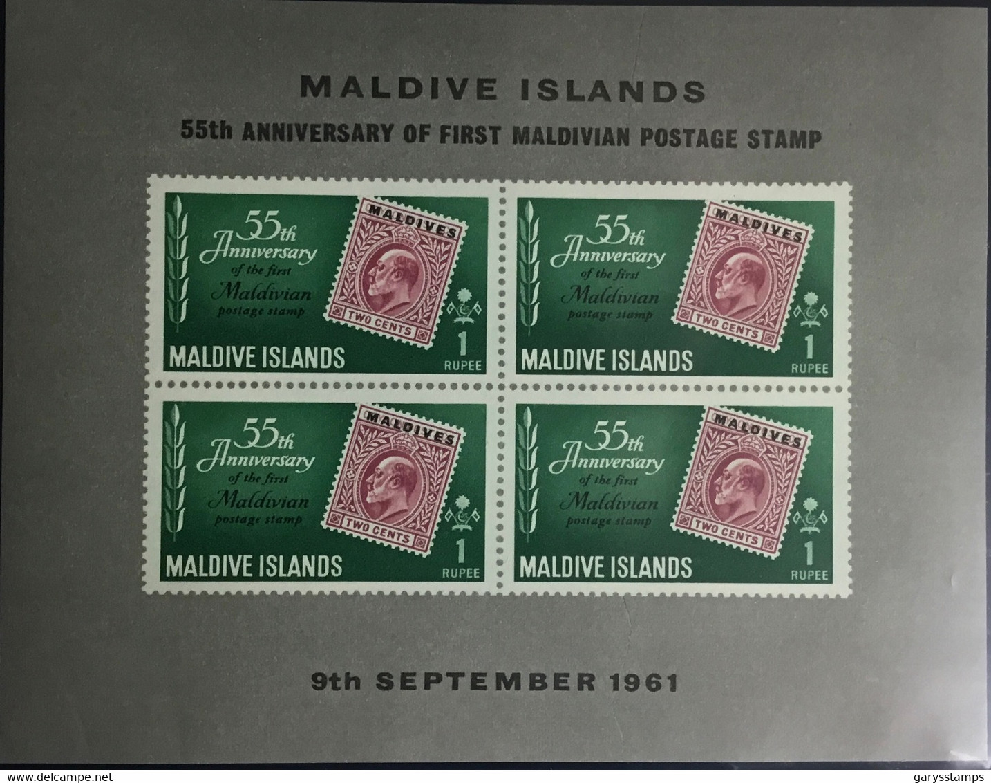 Maldives 1961 Stamp Anniversary Minisheet MNH - Maldive (...-1965)