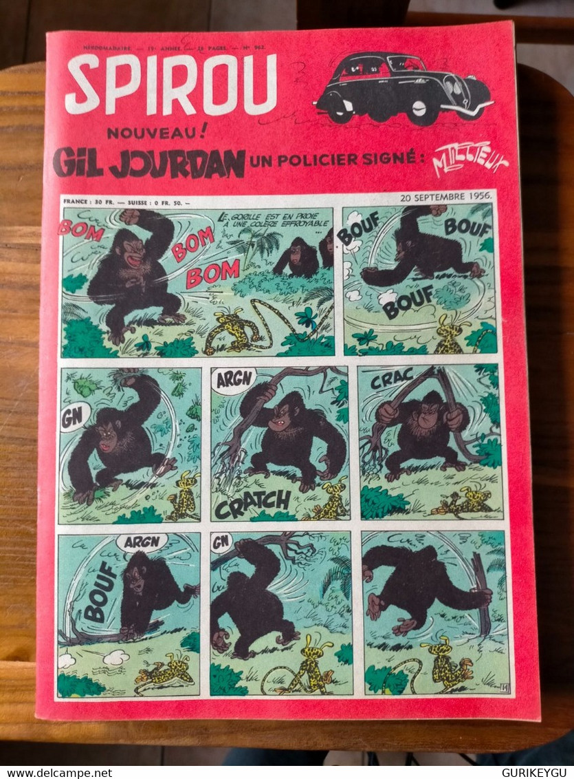 SPIROU N° 962 Marsupilami  VALHARDI Jijé  PEYO BUCK DANNY Johan Et Pirlouit Lucky Luke GIL JOURDAN 20/09/1956 TBE - Spirou Et Fantasio