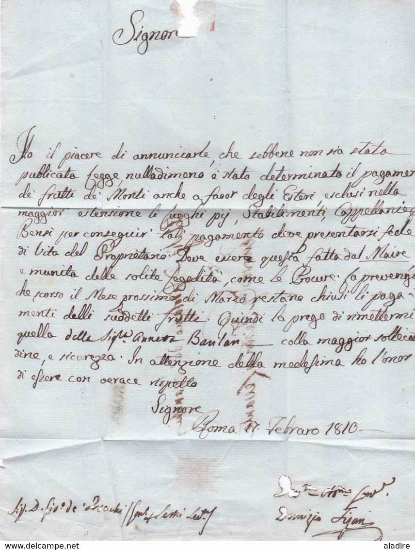 1810 - Lettre Pliée Avec Correspondance  En Italien De ROME Vers Genova, Levante, Italia - 1792-1815 : Departamentos Conquistados