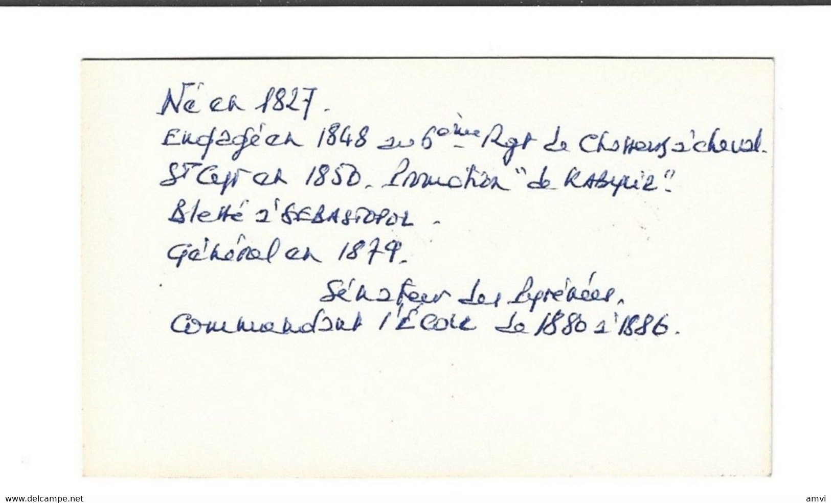 (cag 001) Carte De Visite Du General A DEFFIS Sénateur Commandant Ecole Saint Cyr ( Annotation Au Stylo Au Dos) - Documents