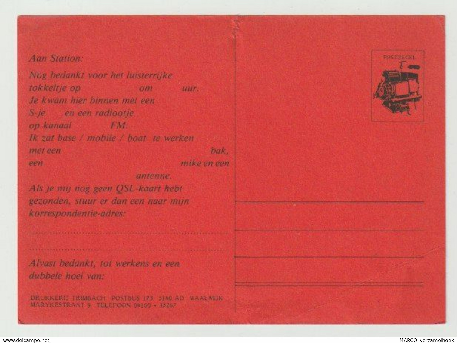 QSL Card 27MC QSL Kerkhof (NL) - CB