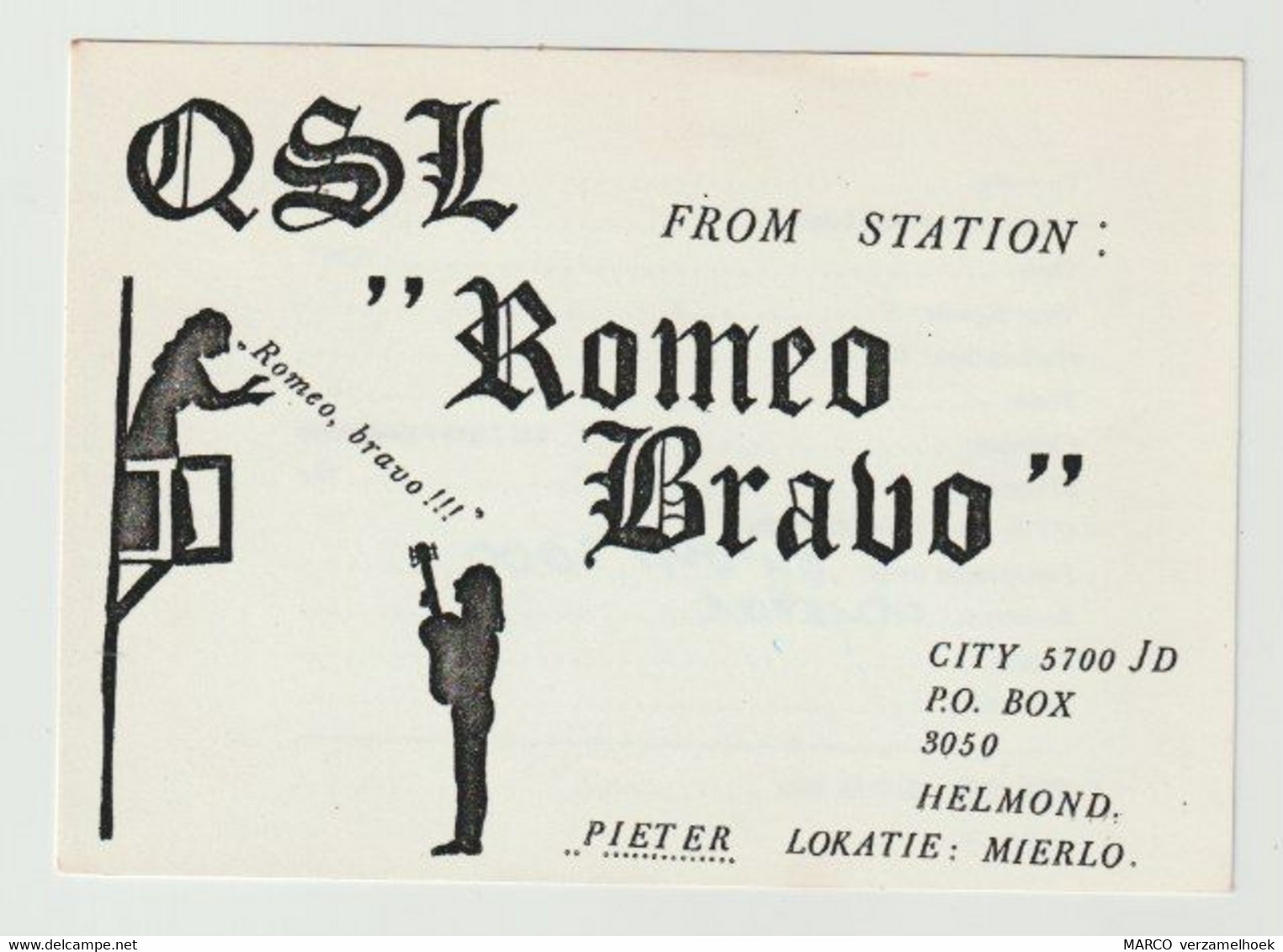 QSL Card 27MC Romeo Bravo Mierlo (NL) - CB