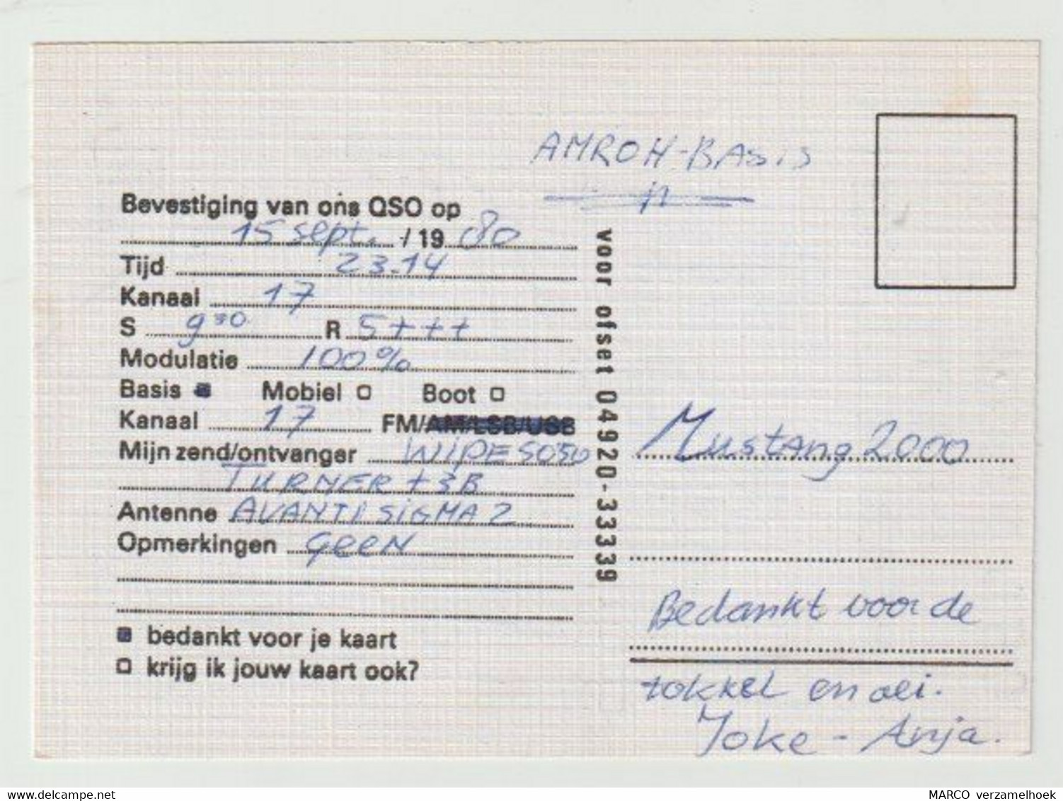QSL Card 27MC Lady Candlellight Mierlo-hout Helmond (NL) - CB