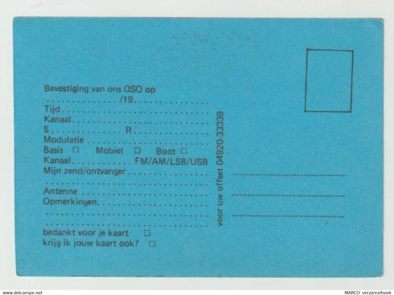 QSL Card 27MC Moonlight Mierlo-hout Helmond (NL) - CB