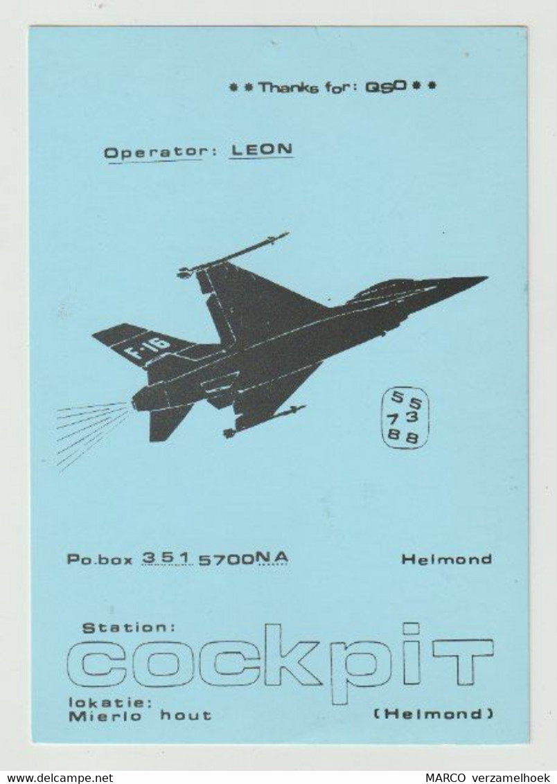 QSL Card 27MC The Cockpit Mierlo-hout Helmond (NL) Airplane - CB-Funk