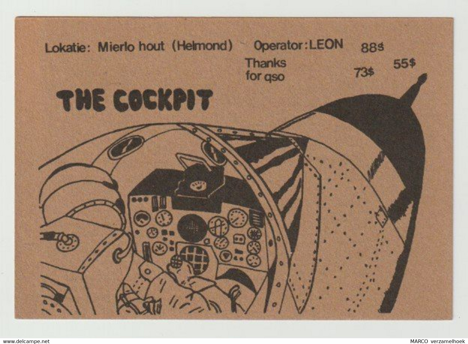 QSL Card 27MC The Cockpit Mierlo-hout Helmond (NL) Airplane - CB-Funk