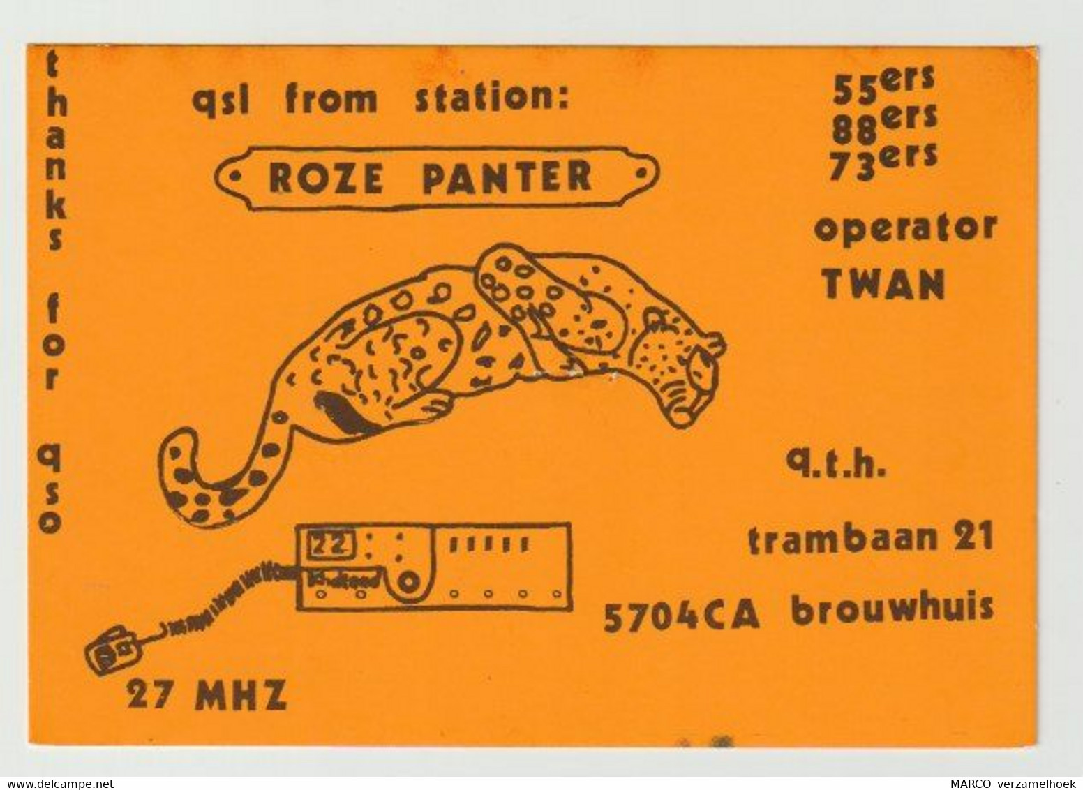 QSL Card 27MC Roze Panter Brouwhuis Helmond (NL) - CB-Funk