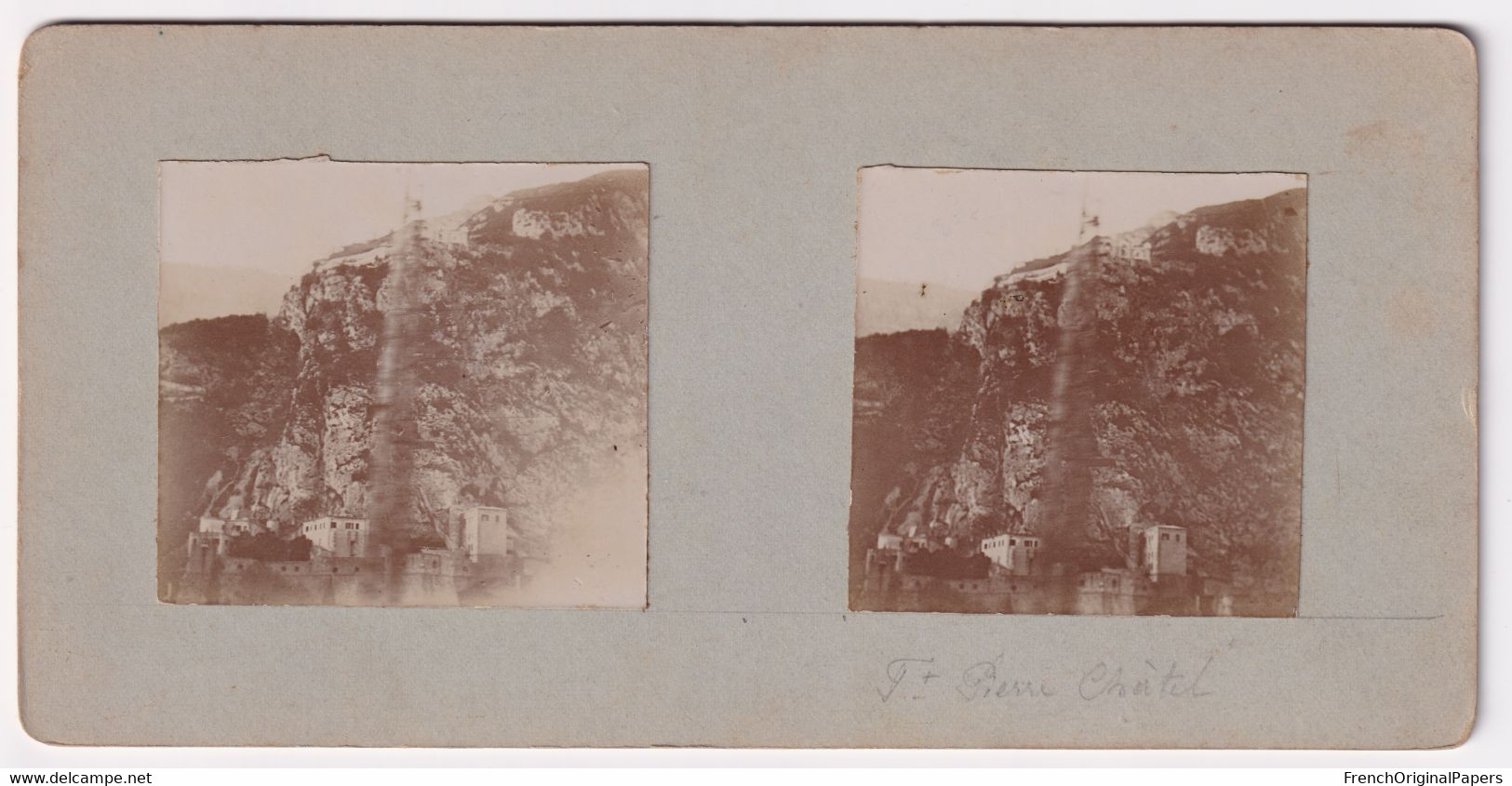 La Serraz Cascade Bourget Du Lac?  Photo Stéréoscopique 1900 Au Verso St Pierre Châtel C5-28 - Stereoscopic