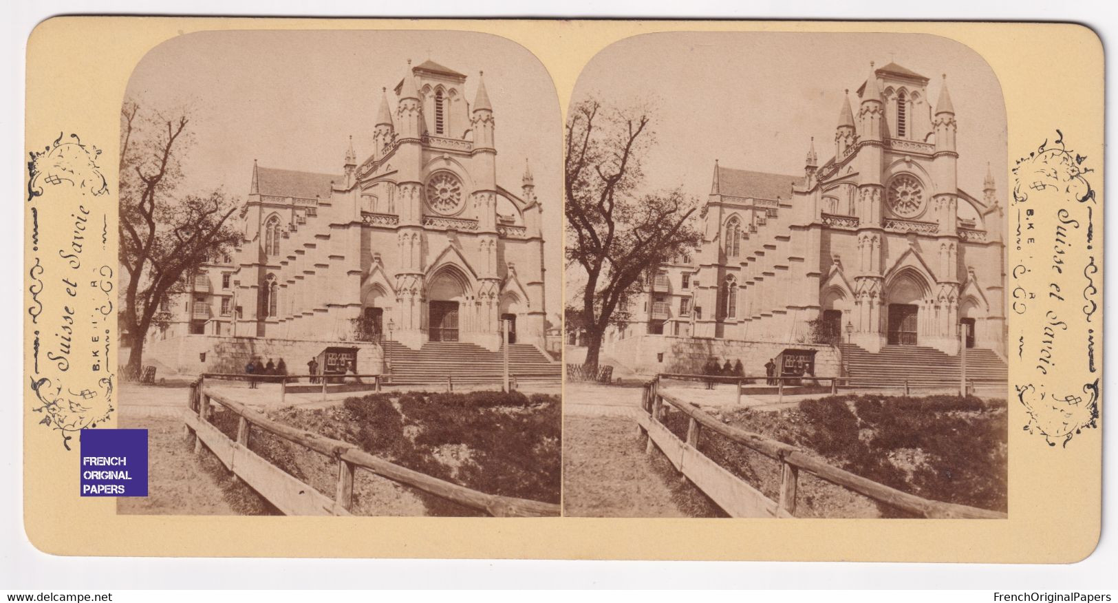 Eglise Notre-Dame à Genève - Photo Stéréoscopique 1890 Suisse Et Savoie B.K éditeurs Photographie Stéréo C5-35 - Photos Stéréoscopiques