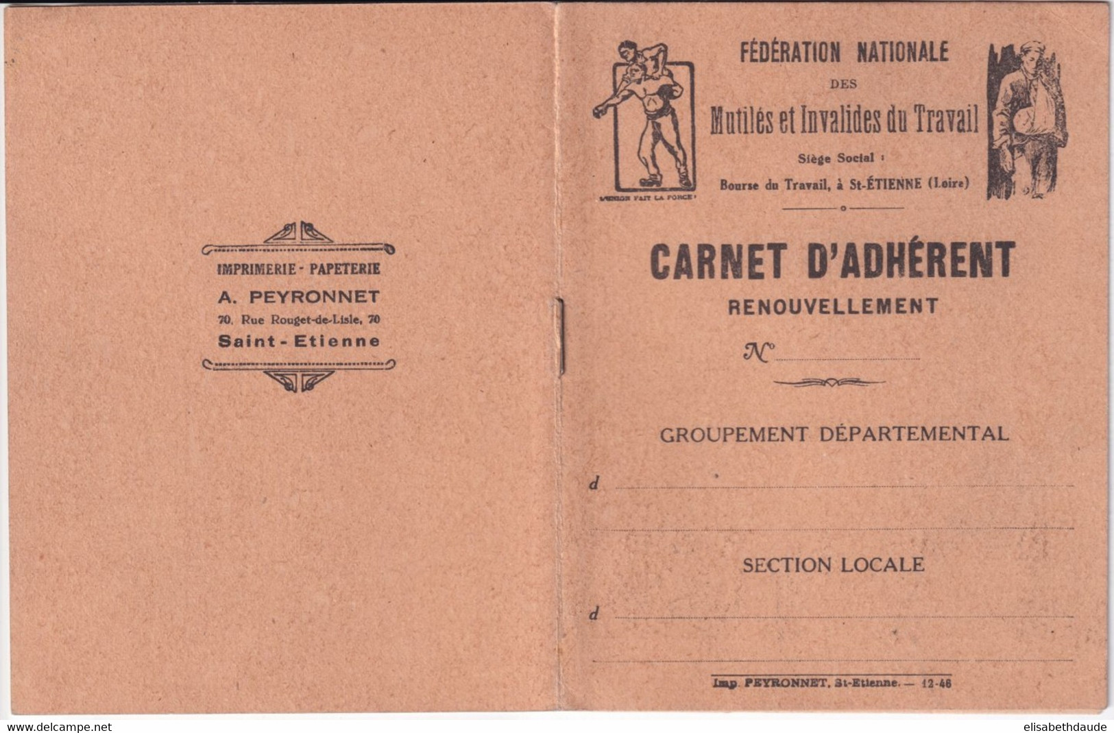 1947 - VIGNETTES Des MUTILES ET INVALIDES Du TRAVAIL Sur CARNET COMPLET De BELLERIVE SUR ALLIER - Briefe U. Dokumente