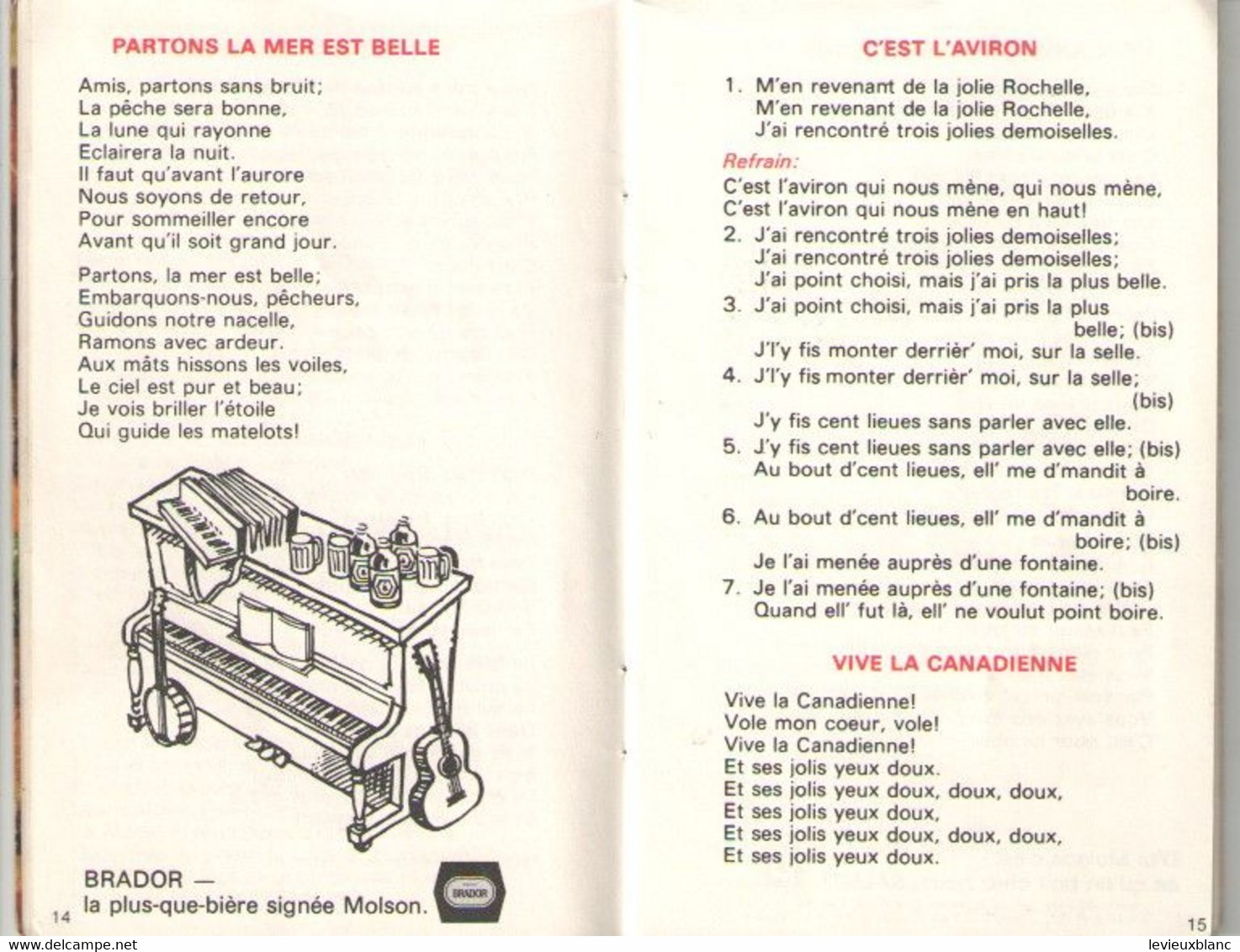 Bière/ Petit fascicule/ MOLSON/Guide chanson Vol 1 N°2/"Québec chante"/"Québec Sings"/Anglais et Français /1973   VPN372