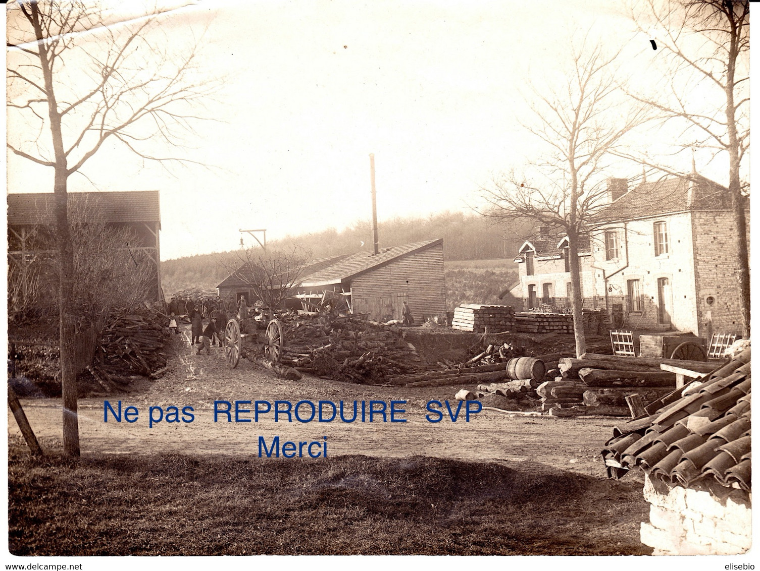 Photo :  Nombreux Personnages Posant Devant (sans Doute) Une SCIERIE (format 12 X 16 Cm) Voir Les 2 Scans - Photos