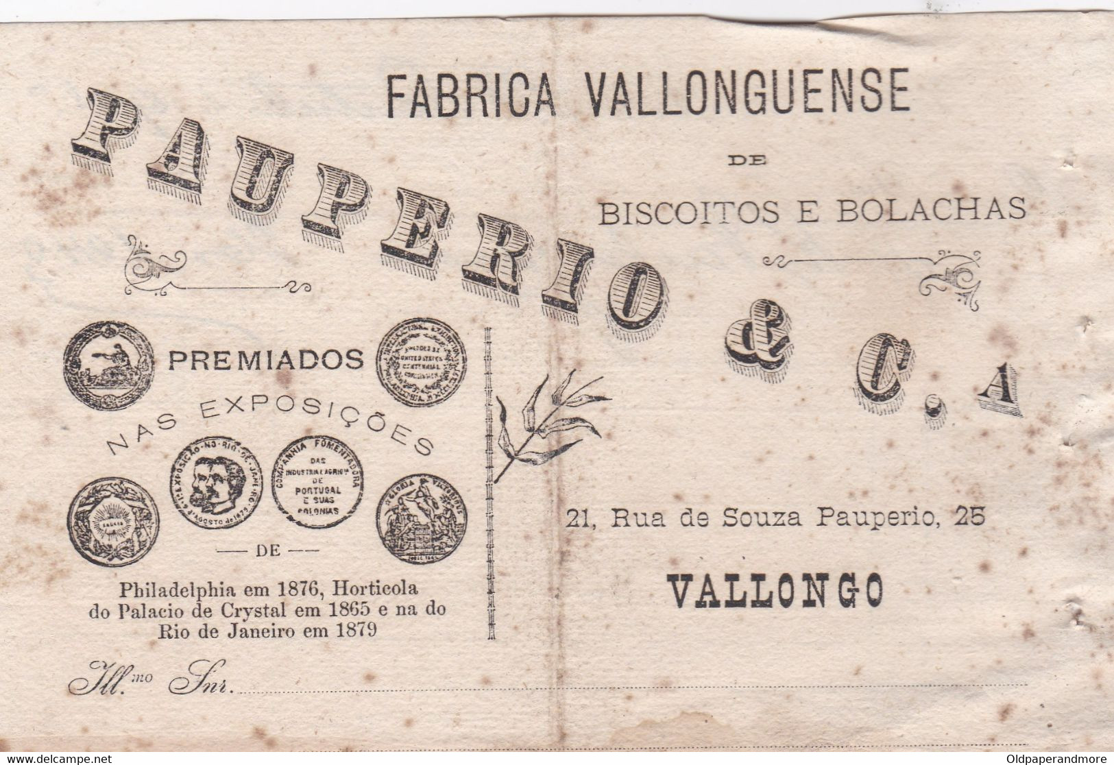 PORTUGAL  - COMMERCIAL DOCUMENT   - BOLACHAS PAUPERIO - VALONGO - Portugal