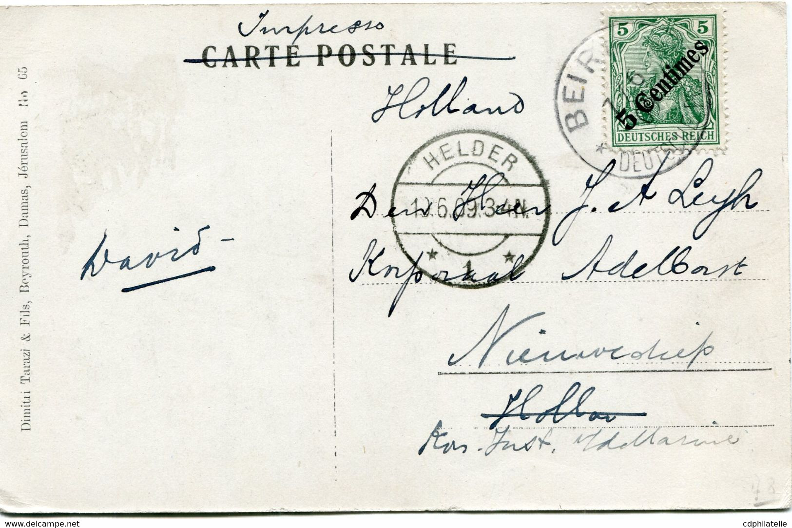 LEVANT ALLEMAND CARTE POSTALE -TOMBEAU DE RACHEL DEPART BEIRUT 7-6-09 DEUTSCHE POST POUR LES PAYS-BAS - Andere & Zonder Classificatie