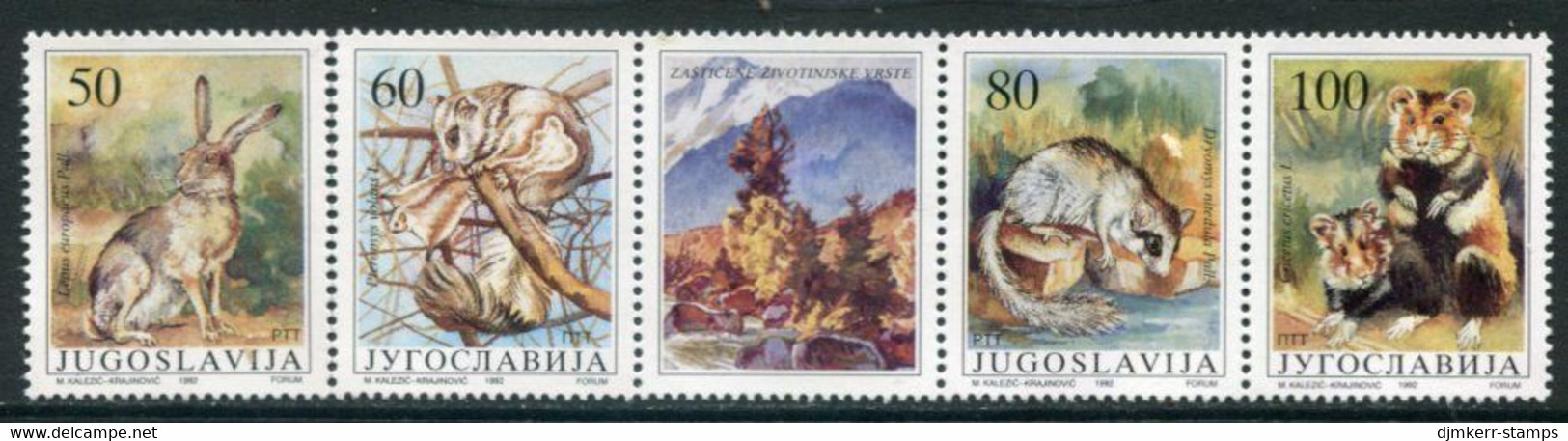 YUGOSLAVIA 1992 Protected Mammals Strip  MNH / **.  Michel 2525-28 - Neufs