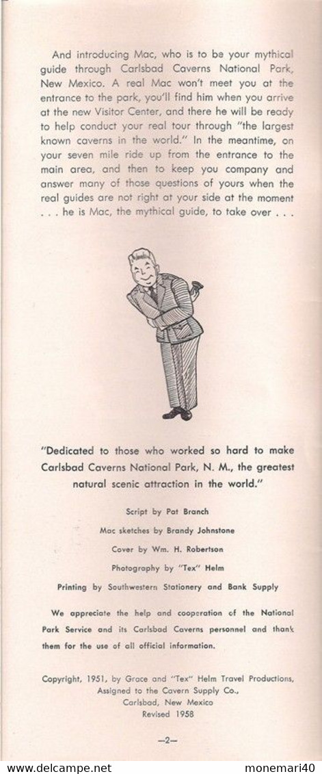 ÉTATS-UNIS  - NOUVEAU-MEXIQUE - CARSLBAD - CAVERNS - GUIDE ILLUSTRÉ.