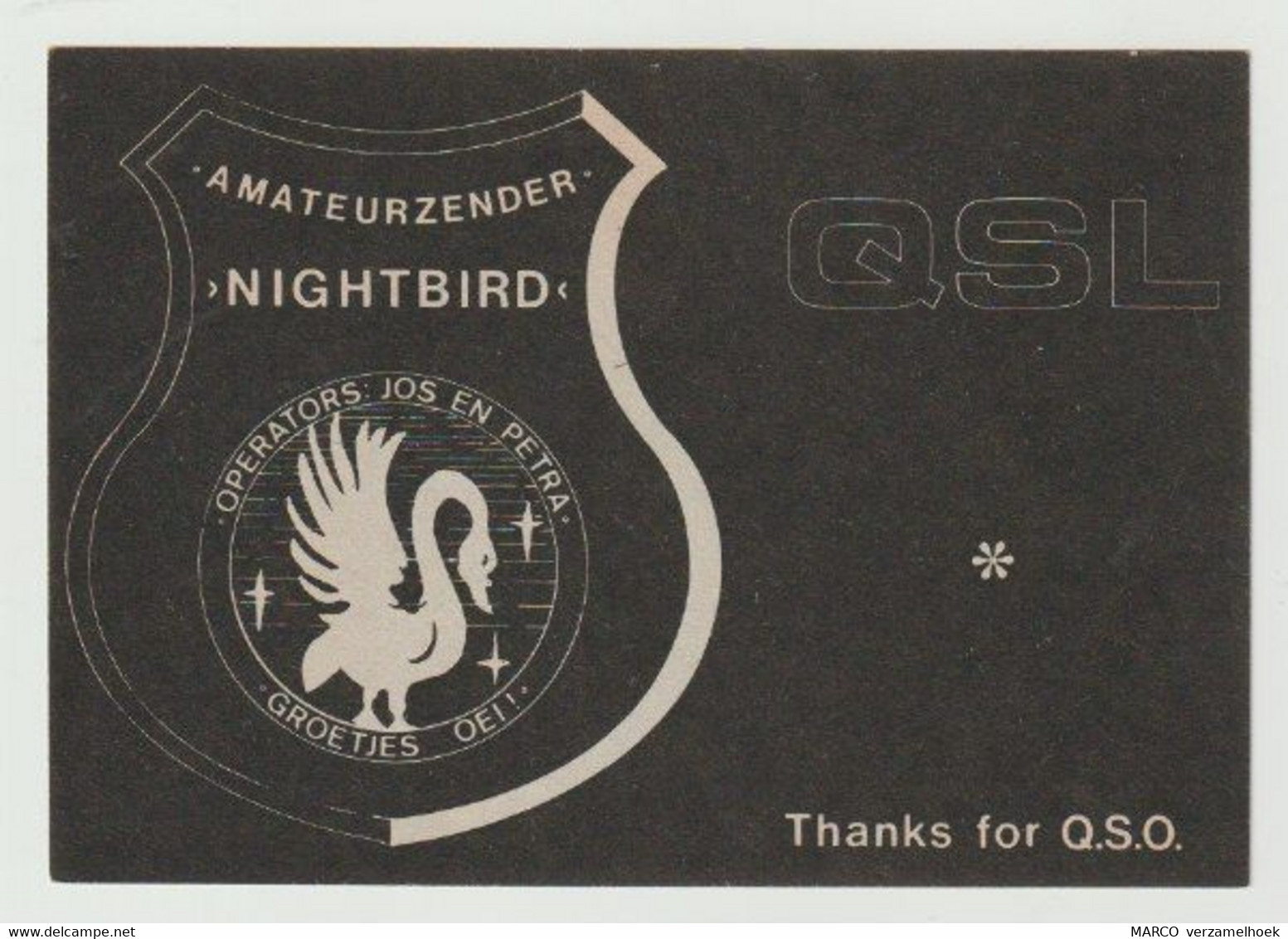 QSL Card 27MC Amateurzender Nightbird Mierlo (NL) - CB-Funk