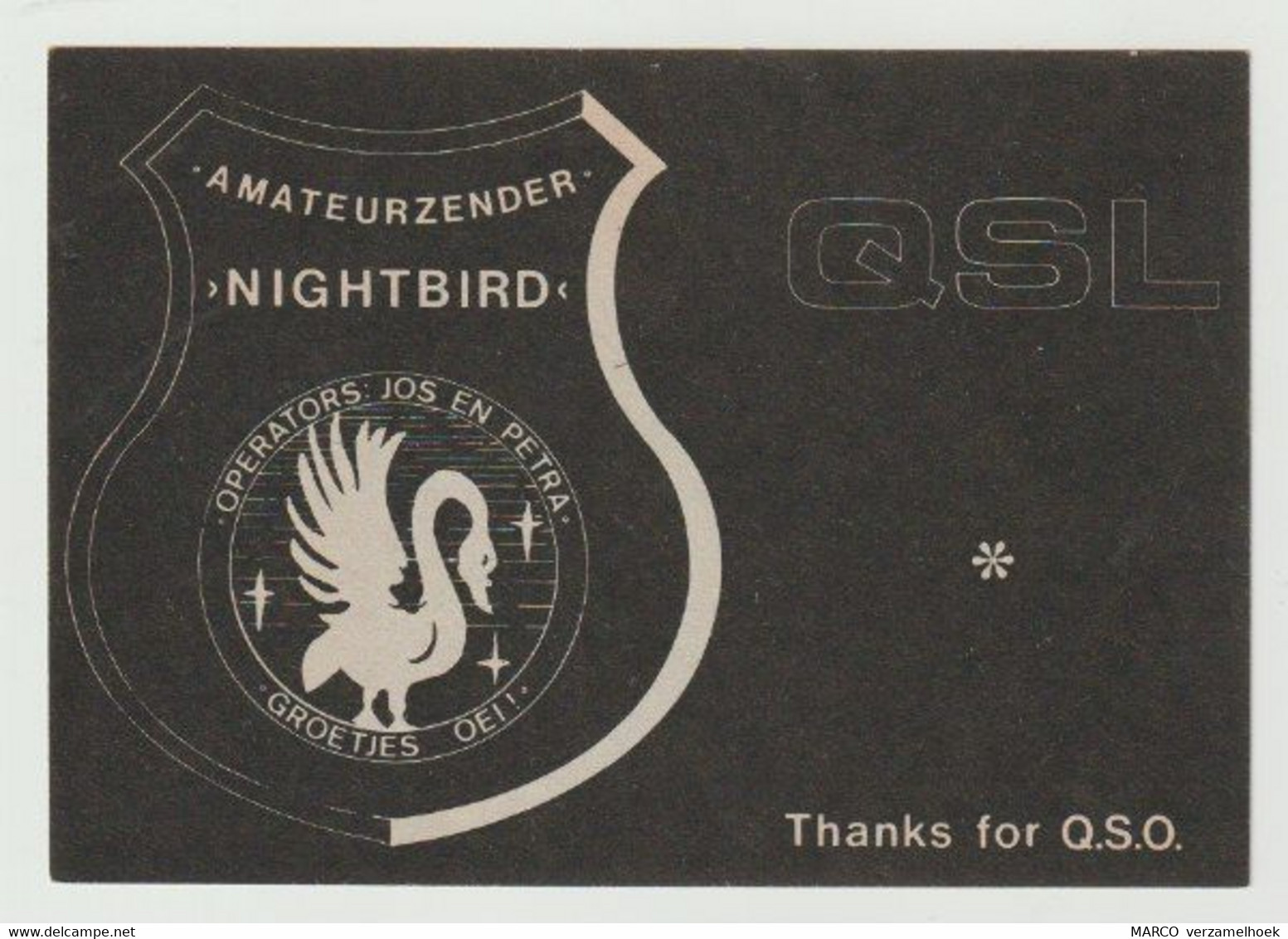 QSL Card 27MC Amateurzender Nightbird Mierlo (NL) - CB