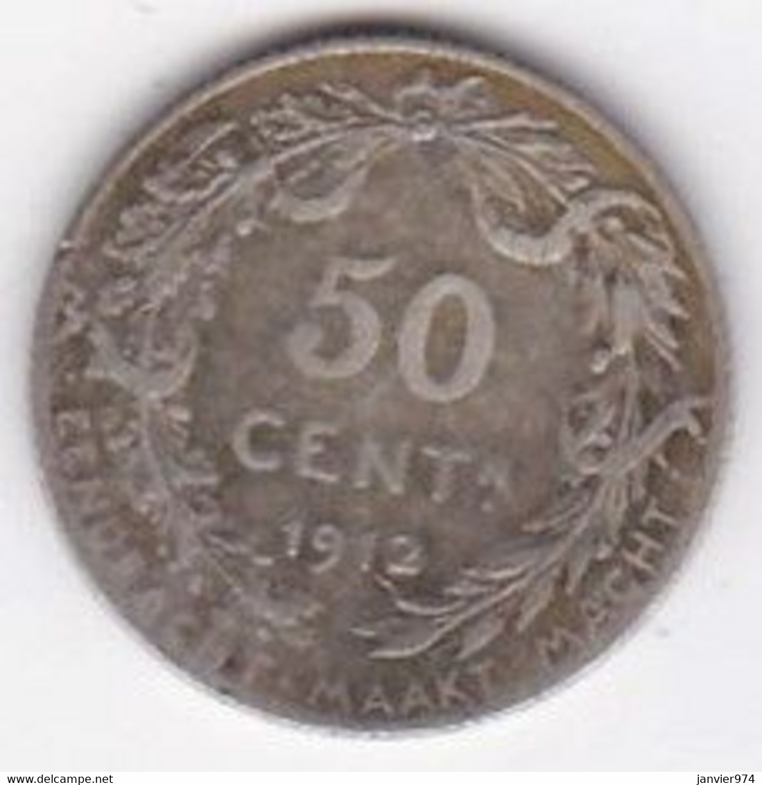 Belgique. 50 Centimes 1912. ALBERT I. Légende Flamande , En Argent - 50 Cents