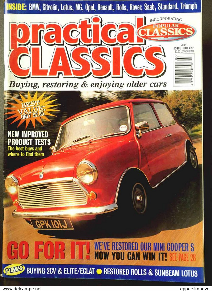 PRACTICAL CLASSICS N°8 Jul 1997 - MINI COOPER S - 2 CV - LOTUS ELITE / ECLAT - SUNBEAM LOTUS - Transportation