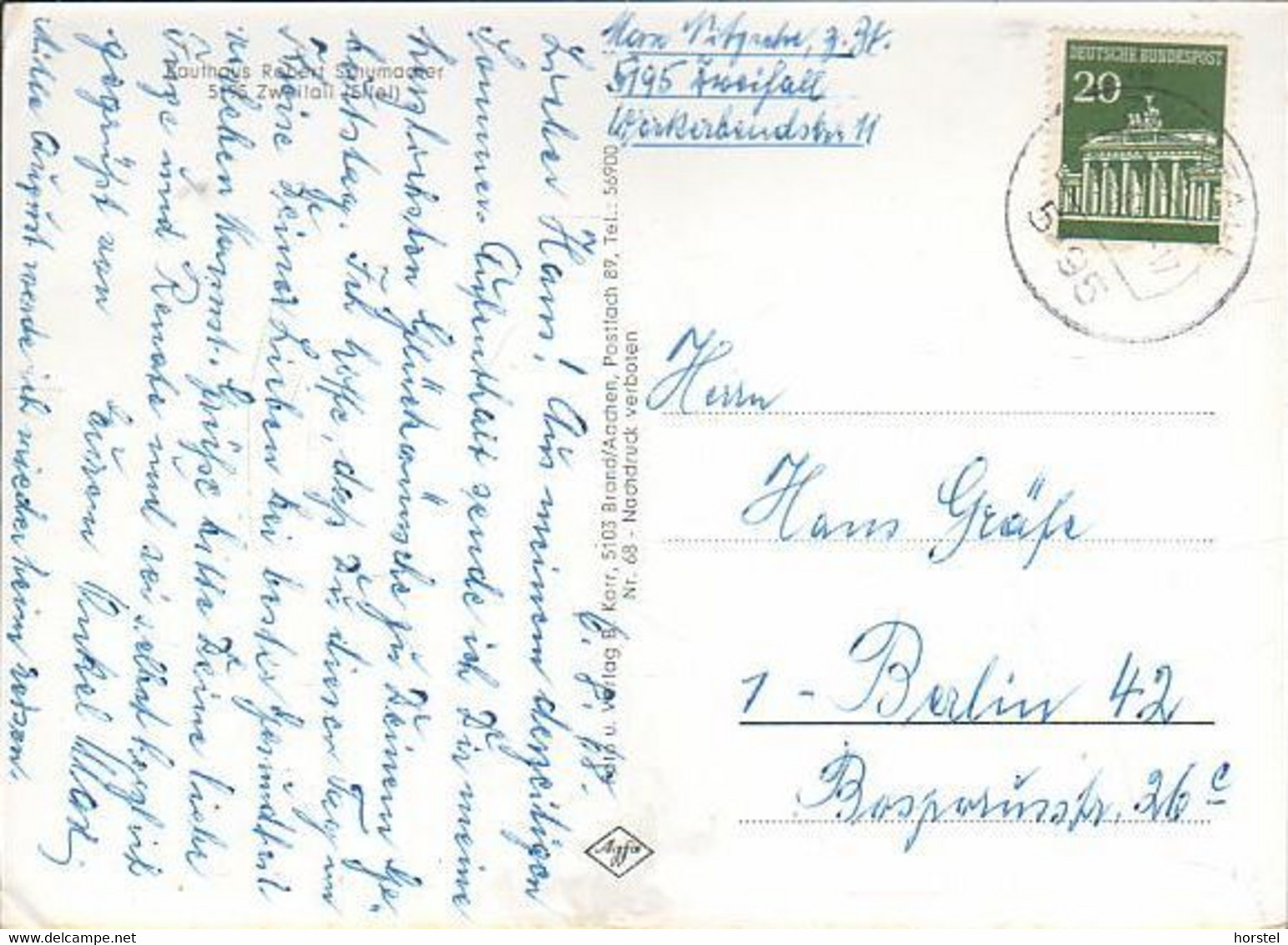 D-52222 Stolberg - Zweifall - Alte Ortsansicht - Hauptstraße - Nice Stamp (60er Jahre) - Stolberg