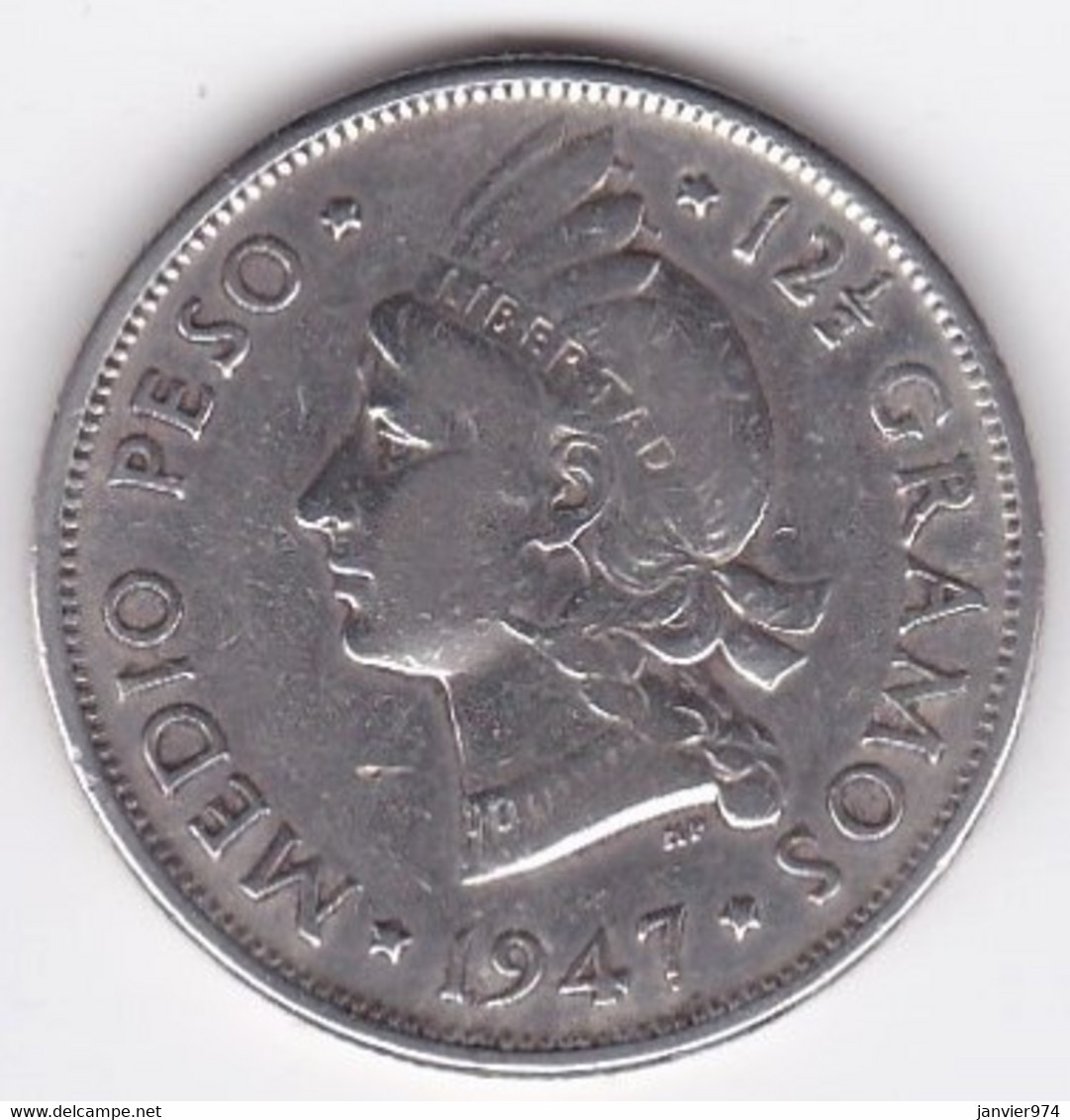 République Dominicaine. Mezzo Peso 1947 (1/2 Peso), KM# 21 , En Argent - Dominicaanse Republiek