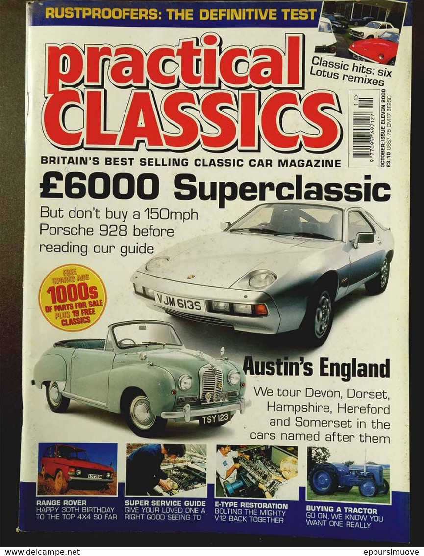 PRACTICAL CLASSICS N°11 Oct 2000 - LOTUS - PORSCHE 928 - DEVON, DORSET, HAMPSHIRE, HEREFORD, SOMERSET - RANGE ROVER - Transports