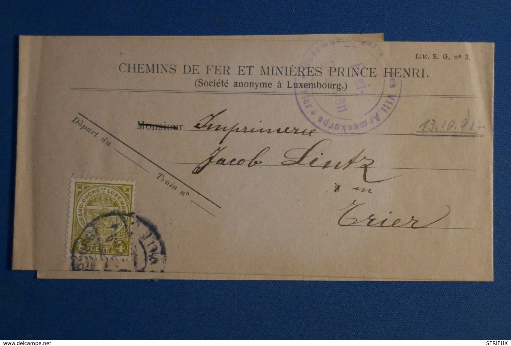 AK15 LUXEMBOURG  BANDE DE JOURNAL  1891  TRIER  ++ + AFFRANCH. INTERESSANT - 1895 Adolphe Right-hand Side