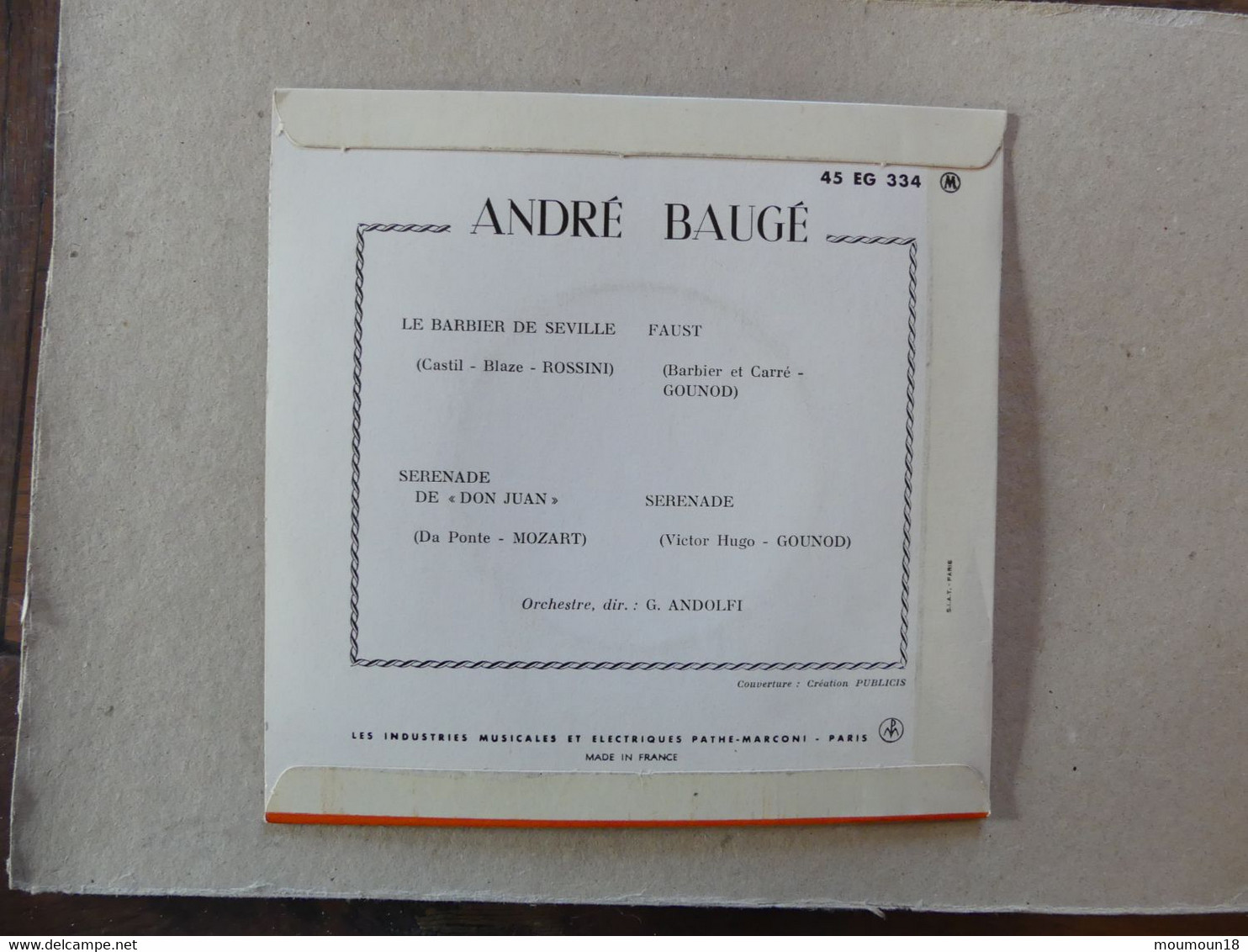 45 T André Baugé Le Barbier De Séville  45 EG 334 Pathé - Classique