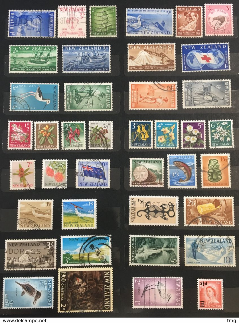 J210 – Nouvelle Zélande New Zealand (°) obl collection 874 timbres tous différents entre 1877 et 2008, côte > 1200€