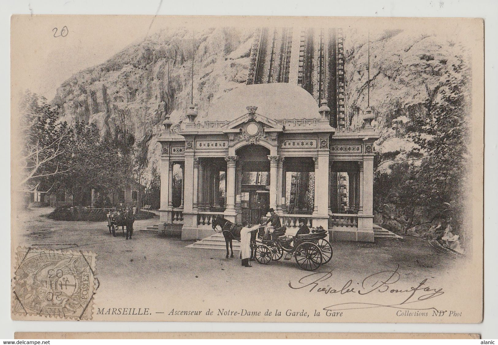 CPA13 - MARSEILLE - Ascenseur De Notre-Dame De La Garde, PRECURSEUR// CIRCULEE - Notre-Dame De La Garde, Aufzug Und Marienfigur