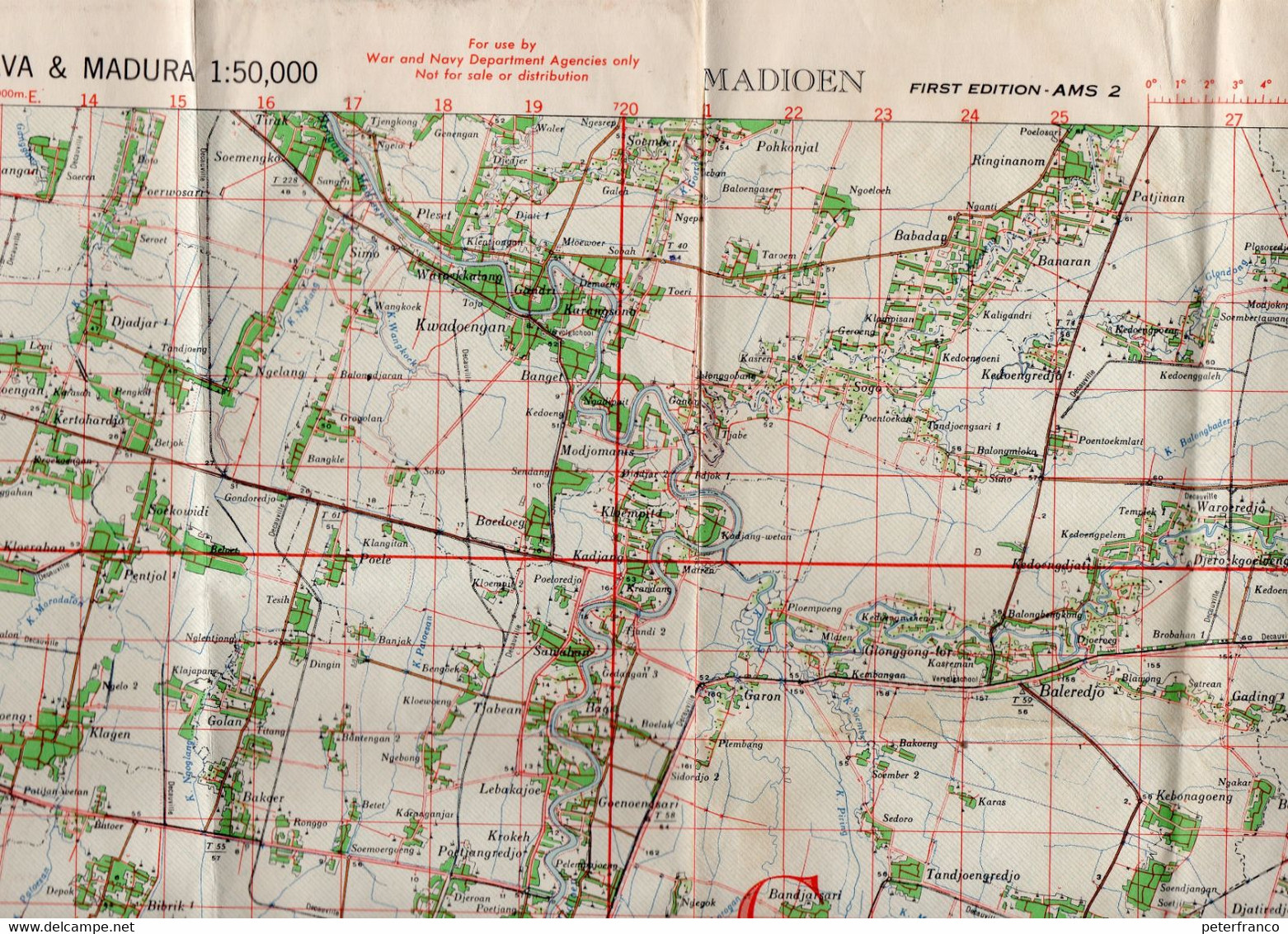 MX - 1944 Indonesia/Giava - Carta 1:50.000 Di Madioem - Tav. 51/XLI-C (cm. 60x50) - I° Edizione - Cartes Topographiques