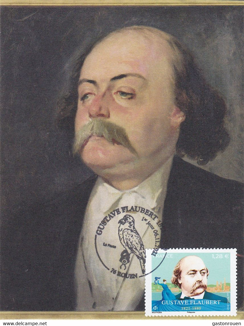 France 2021 Gustave Flaubert Rouen Carte Maximum Premier Jour Littérature Ecrivain - 2020-…