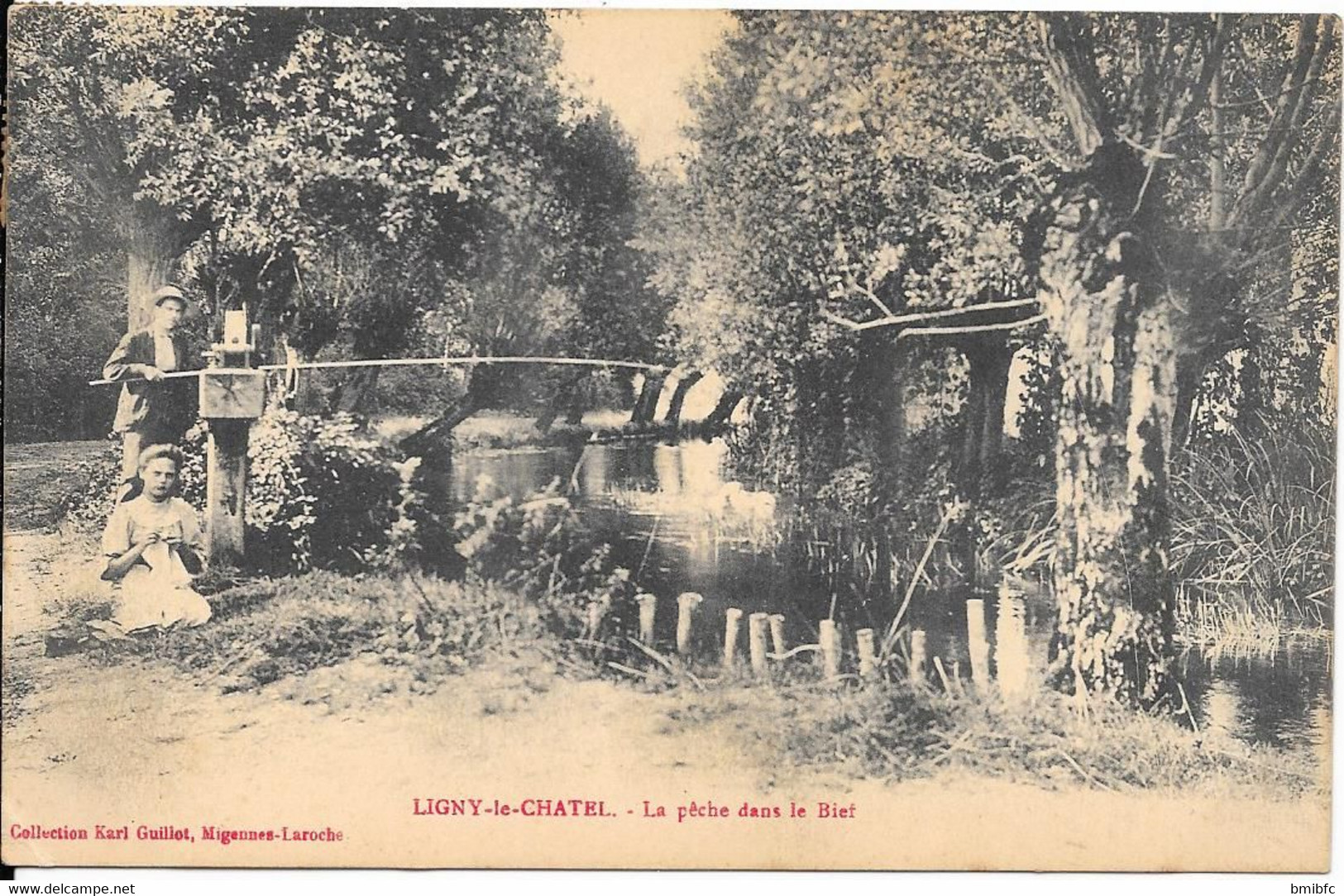 (Thème Pêche-pêcheurs) - LIGNY-le-CHATEL - La Pêche Dans Le Bief - Ligny Le Chatel