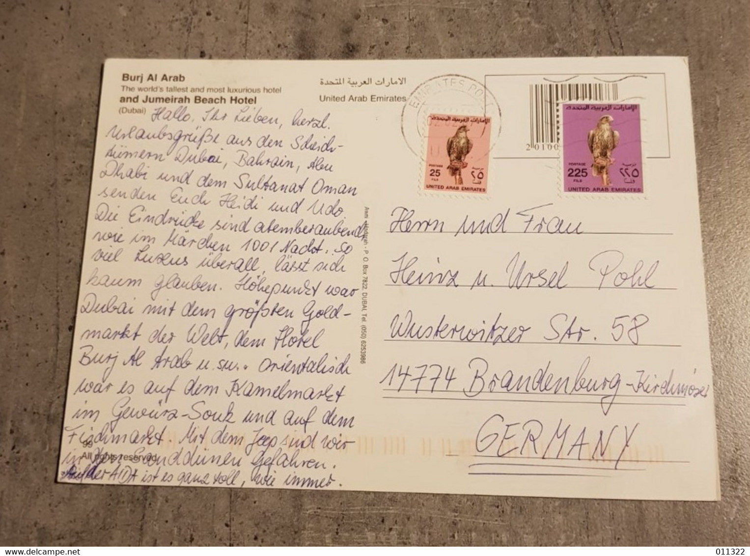 DUBAI POSTCARD CIRCULED SEND TO GERMANY - Dubai