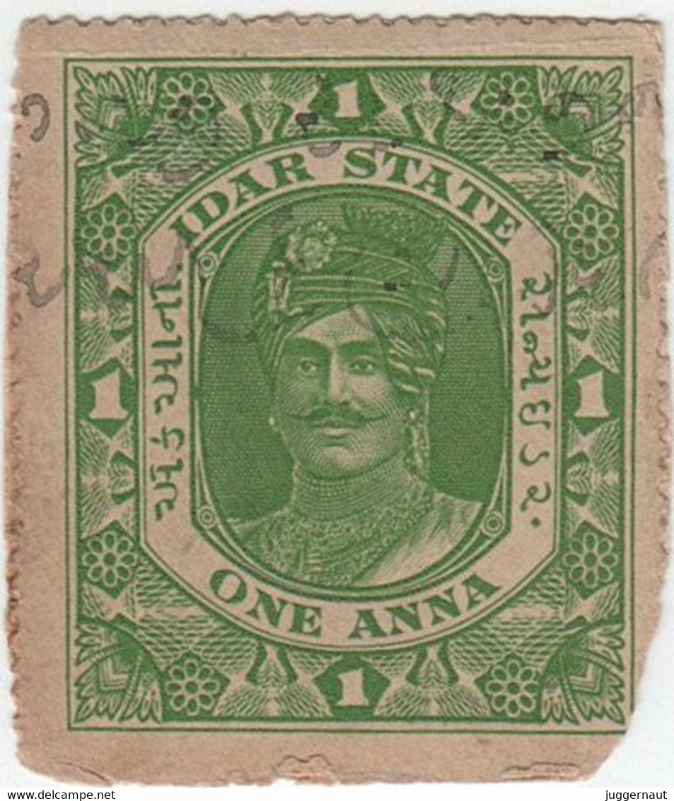 India IDAR Princely State 1-ANNA Revenue STAMP 1925-30 Good/USED - Idar