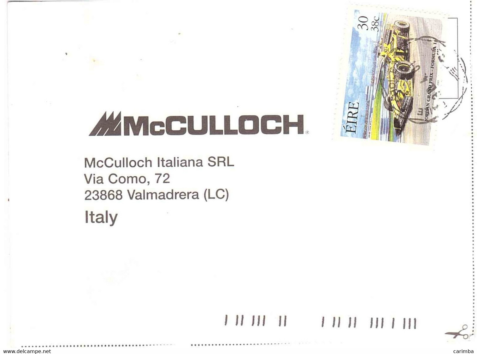 IRLANDA 2001 JORDAN GRAN PRIX FORMULA 1 PER ITALIA - Cartas & Documentos