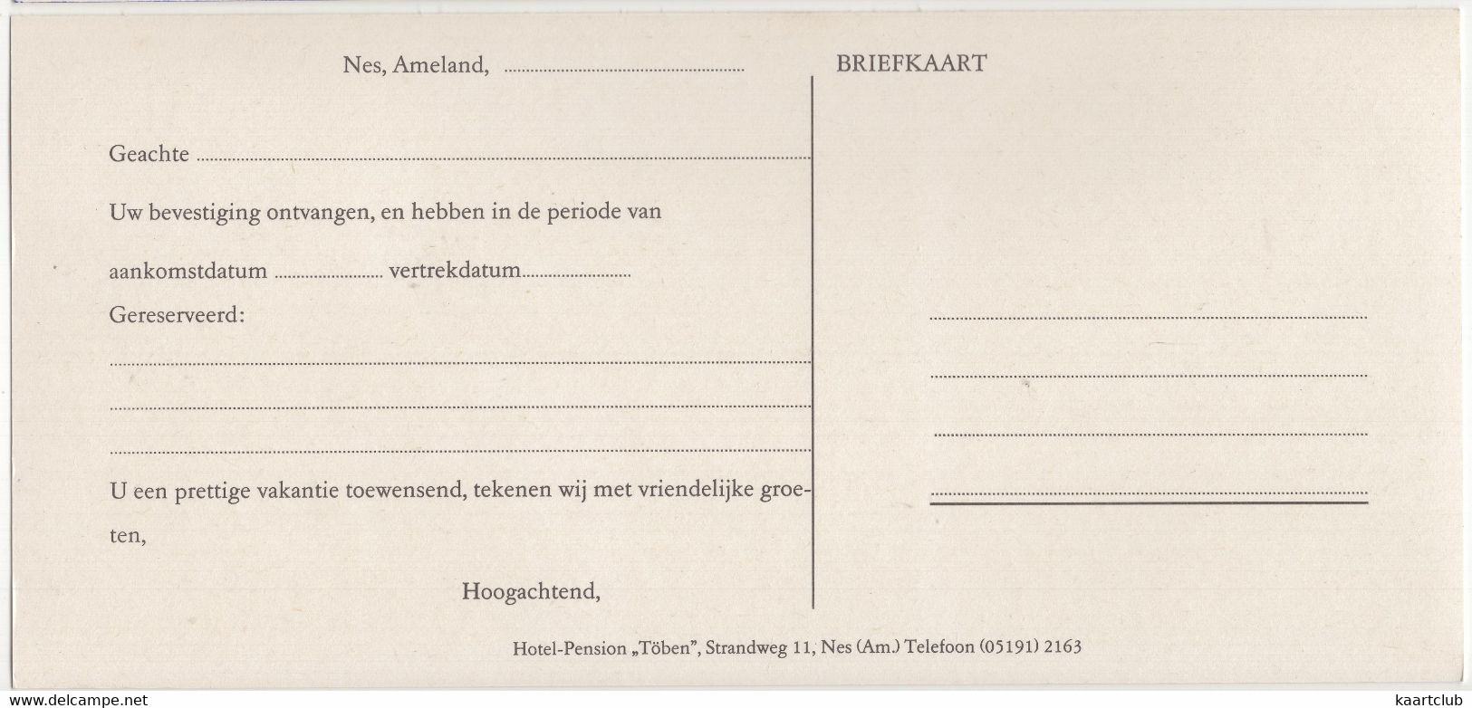 Nes - Hotel Pens. 'Töben', Strandweg 11 - (Ameland, Nederland/Holland) - (Lange Ansichtkaart: 21 Cm X 10.3 Cm) - Ameland