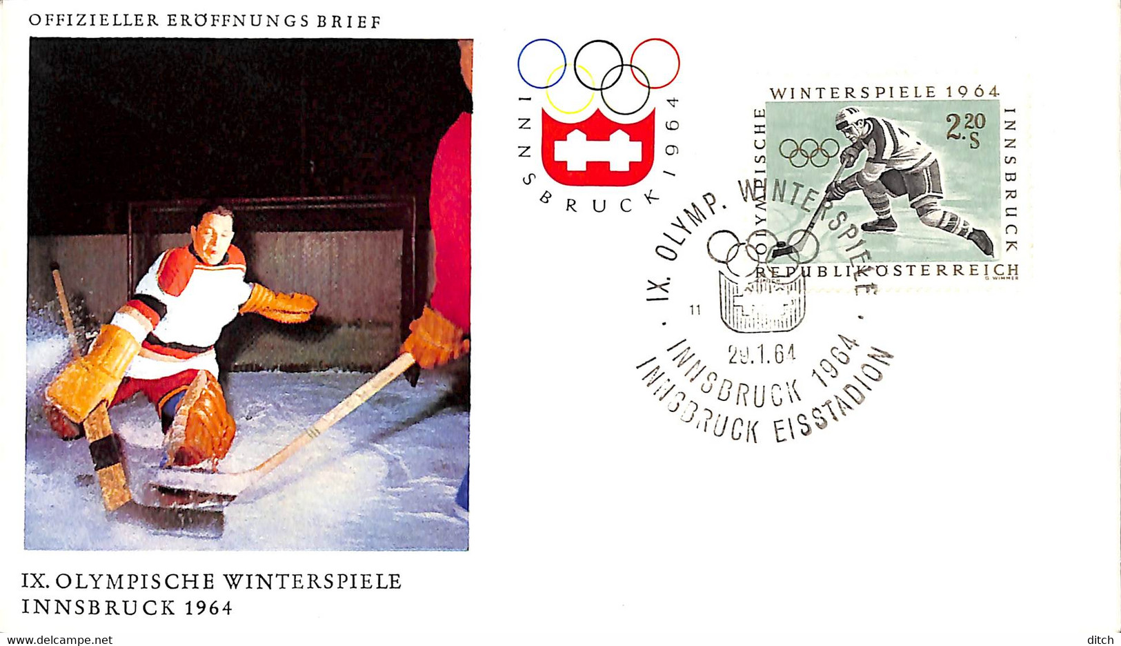 D - [908179]B/TB//-Autriche 1964 - INNSBRUCK, Jeux Olympiques, Sports, Hockey (Sur Glace) - Winter 1964: Innsbruck