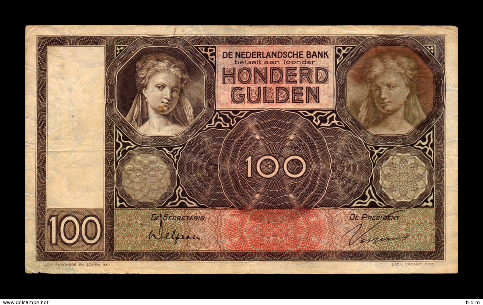 Holanda Netherlands 100 Gulden 1931 Pick 51a BC F - 100 Florín Holandés (gulden)