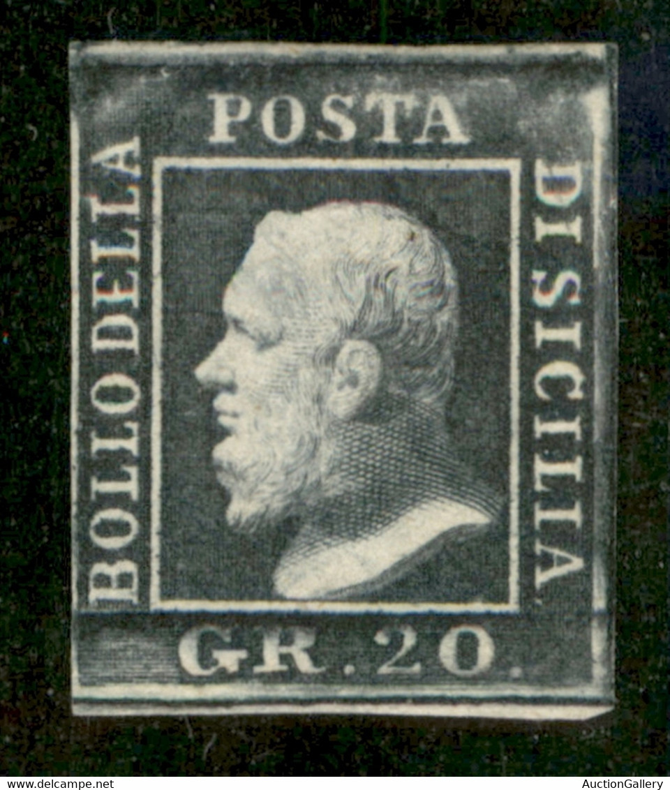 Antichi Stati Italiani - Sicilia - 1859 - 20 Grana Ardesia Violaceo (13d - Pos 96) - Preciso A Sinistra - Gomma Original - Other & Unclassified