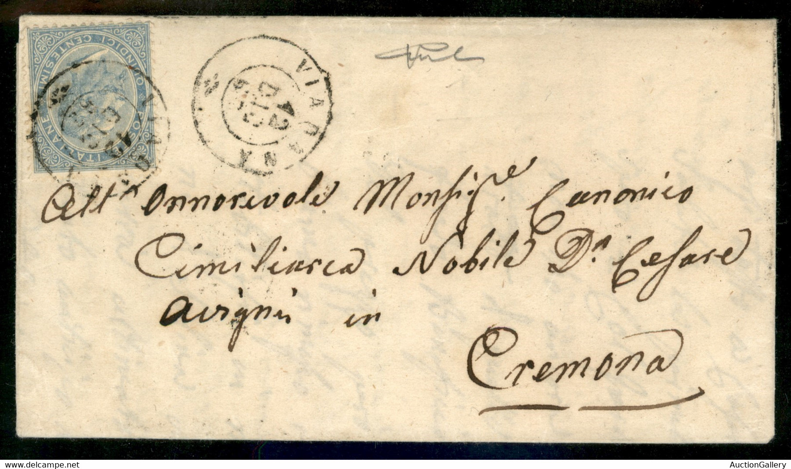 Regno - Vittorio Emanuele II - Lettera Completa Di Testo Affrancata Con 15 Cent DLR (L18) Da Viadana A Cremona Del 12.12 - Other & Unclassified