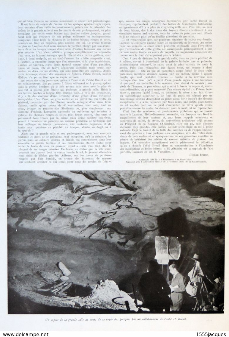 L'ILLUSTRATION N° 5104 04-01-1941 DÉCOUVERTE LASCAUX MONTIGNAC PAUL THOMAS ART RUPESTRE ABBÉ BREUIL LILLE BICYCLETTE