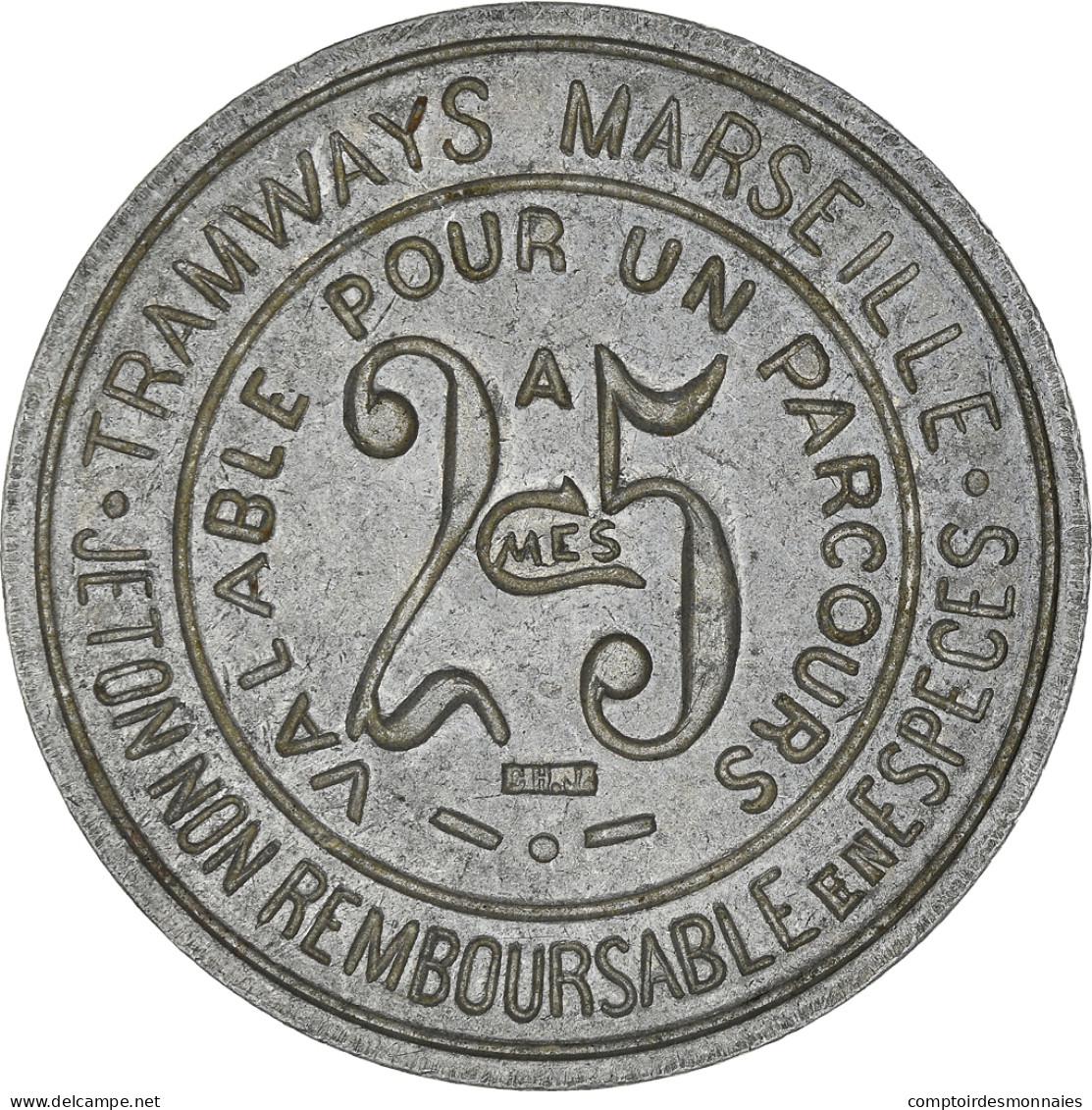 Monnaie, France, Tramways De Marseille, Marseille, 25 Centimes, TTB, Aluminium - Monétaires / De Nécessité