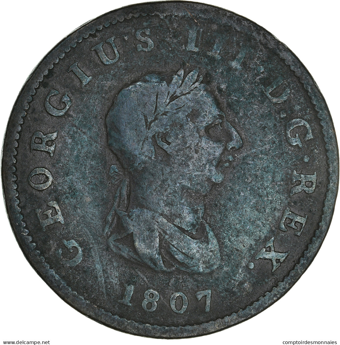 Monnaie, Grande-Bretagne, George III, 1/2 Penny, 1807, TTB, Cuivre, KM:662 - B. 1/2 Penny