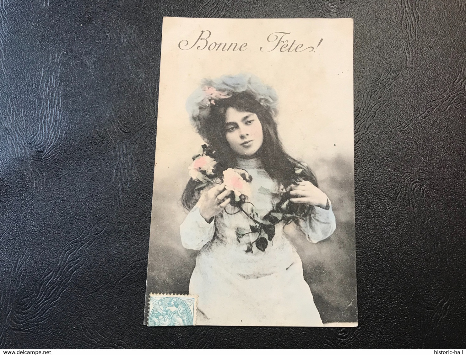 Bonne Fetes - Demoiselle En Robe Bleue - 1904 Timbrée - Silhouettes